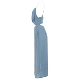 Reformation-Reformation Square Neck Cutout Midi Dress in Light Blue Viscose-Blue,Light blue