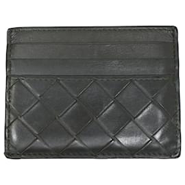 Bottega Veneta- Bottega Veneta Intrecciato Weave Card Holder in Black Lamb Leather-Black
