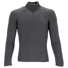 Prada Sport Half Zip Turtleneck Pullover in Grey Wool Grey