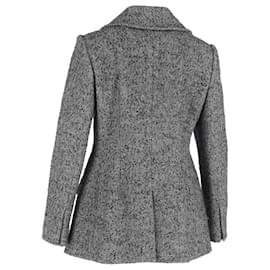 Dolce & Gabbana- Dolce & Gabbana Embellished Button Peacoat in Grey Wool-Grey