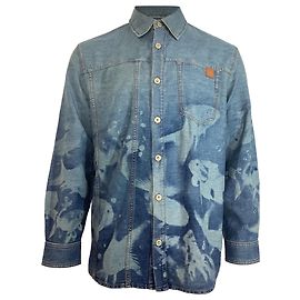 Loewe x Paula's Ibiza Fish Overshirt in Blue Cotton Denim Blue