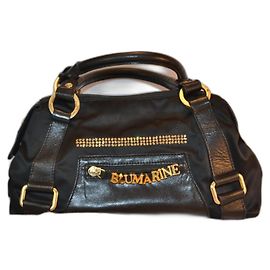 Sac à main Blumarine en cuir et toile noir Noir