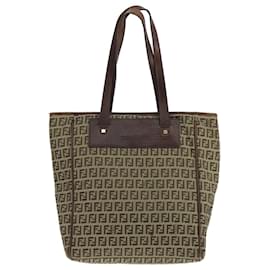 Fendi-FENDI Zucchino Canvas Tote Bag Beige Auth 104183-Beige