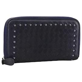 Autre Marque-BOTTEGA VENETA INTRECCIATO Long Wallet Leather Black Silver Auth bs21015-Black,Silvery