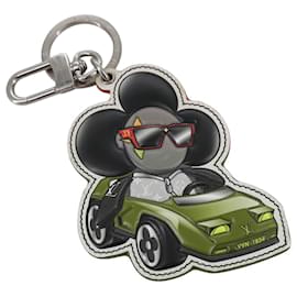 Louis Vuitton-LOUIS VUITTON Sporty Car Vivienne Key Ring Leather Black M00960 LV Auth 101580-Black