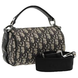 Christian Dior-Christian Dior Trotter Canvas Oblique Shoulder Bag Blue Auth hk1747-Blue