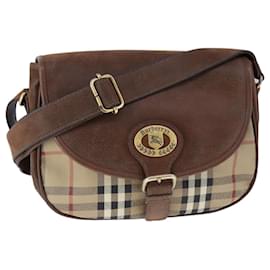 Autre Marque-Burberrys Nova Check Shoulder Bag PVC Leather Beige Auth 105477-Beige