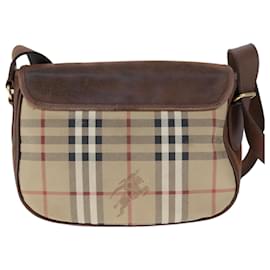 Autre Marque-Burberrys Nova Check Shoulder Bag PVC Leather Beige Auth 105477-Beige