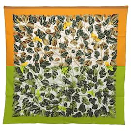 Hermès-HERMES Carre 90 Scarf "" I'ARBRE DE SOIE"" Silk Yellow Green Auth yk16501-Green,Yellow
