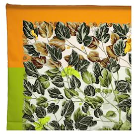 Hermès-HERMES Carre 90 Scarf "" I'ARBRE DE SOIE"" Silk Yellow Green Auth yk16501-Green,Yellow