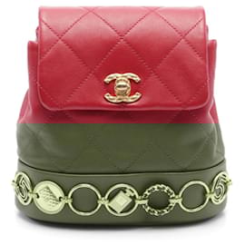 Chanel-Chanel Matelasse Small Chain Rucksack Backpack-Red