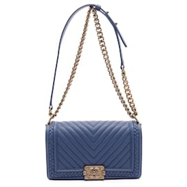 Chanel-Chanel Boy Chanel Matelasse Shoulder Bag-Blue