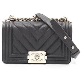 Chanel-Chanel Boy Chanel Small Chevron V-Stitch Shoulder Bag-Black