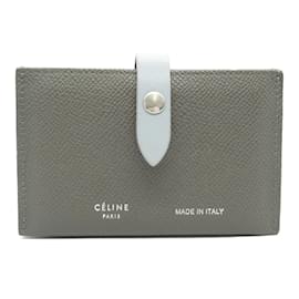 Céline-Celine Leather Business Card Holder-Brown,Dark grey