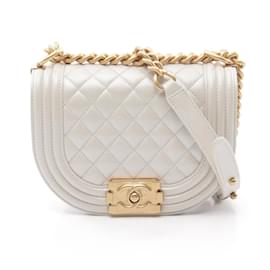 Chanel-Chanel Boy Chanel Shoulder Bag-White