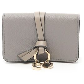 Chloé Alphabet Leather Card Case Brown