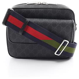 Gucci-Bolsa de ombro cruzada pequena Gucci GG Supreme-Marrom,Preto