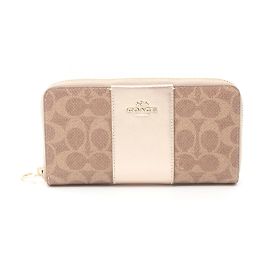 Coach Boxed Signature Long Zip Around Wallet Brown Golden