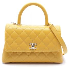 Chanel-Chanel Coco Handle Flap Matelasse Handbag-Yellow