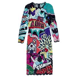 Robe midi en dentelle brodée multicolore Dolce & Gabbana Multicolore