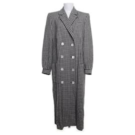 Céline-Vintage Black and White Coat 100% Wool CELINE Perfect Condition-Black,White