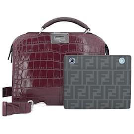 Fendi-Fendi Peekaboo IseeU bag in Red Crocodile leather Label-Red