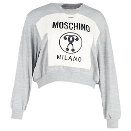Sudadera de cuello redondo de algodón gris con estampado de Moschino Gris