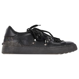 Baskets à lacets Rockstud Valentino Garavani en cuir de veau noir Noir