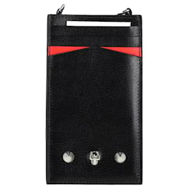 Alexander Mcqueen- Alexander Mcqueen Skull Stud Phone Holder in Black Leather-Black