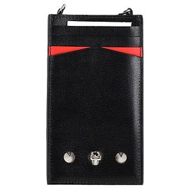 Supporto per telefono in pelle nera con teschio Alexander Mcqueen Nero