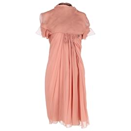 Alberta Ferretti-Aberta Ferretti Embellished Mini Dress in Pink Silk -Brown,Pink
