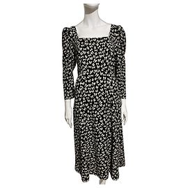 Diane Von Furstenberg Vestido com padrão de laço Joanna DvF em preto e creme Preto Cru
