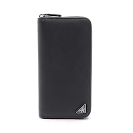 Prada-Prada Saffiano Leather Long Wallet-Black