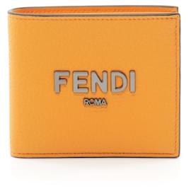Fendi-Fendi Bi-fold Leather Wallet in Orange-Orange