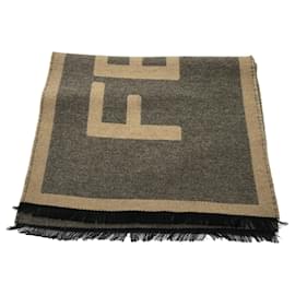 Fendi-Fendi Gray Wool Shawl-Brown