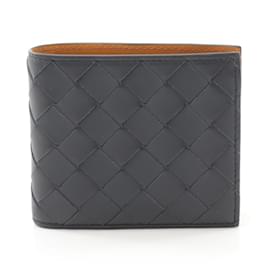 Bottega Veneta-Bottega Veneta Intrecciato Bi-fold Wallet-Navy blue