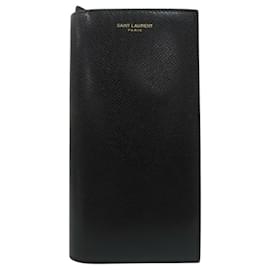 Saint Laurent-Yves Saint Laurent Black Leather Long Wallet-Black