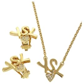 Yves Saint Laurent-Yves Saint Laurent Heart Stone Gold Necklace-Golden
