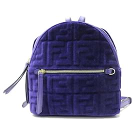 Fendi-NEW FENDI BACKPACK 8BZ038 IN PURPLE VELVET WITH FF MONOGRAM-Purple