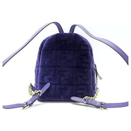 Fendi-NEW FENDI BACKPACK 8BZ038 IN PURPLE VELVET WITH FF MONOGRAM-Purple