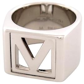 Louis Vuitton-NINE RING LOUIS VUITTON SIGNET V M61992 59 SILVERED MEN RING-Silvery