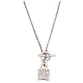 Hermès COLLAR HERMES AMULETA BOLSA BIRKIN H121330B T 40 PLATA MACIZA 925 COLLAR Plata