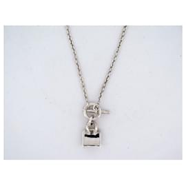Hermès-COLLIER HERMES AMULETTE SAC BIRKIN H121330B T 40 ARGENT MASSIF 925 NECKLACE-Argenté