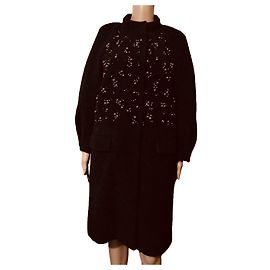 Red Valentino Black Wool and Alpaca Coat Black