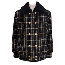 Chanel-Egypt Collection Runway Tweed & Sherpa Jacket 36 FR-Black