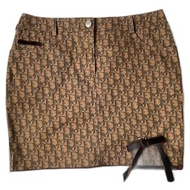 Minigonna Dior Oblique Monogramma Marrone Cotone Marrone