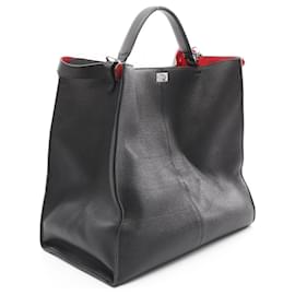 Fendi-Fendi Peekaboo X-Lite Leather Shoulder Bag-Black