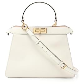 Fendi-Fendi Peekaboo ISeeU Medium Leather Handbag 8BN321-White