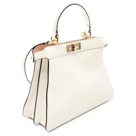Fendi-Fendi Peekaboo ISeeU Medium Leather Handbag 8BN321-White