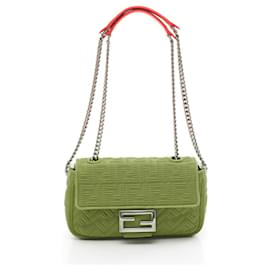 Fendi-Fendi Baguette Chain Zucca Shoulder Bag Red-Red